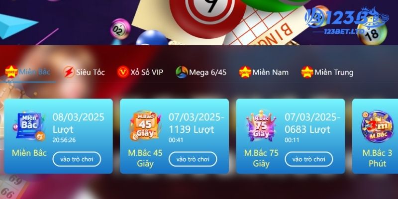 Các loại hình đặc trưng tại xổ số 123B